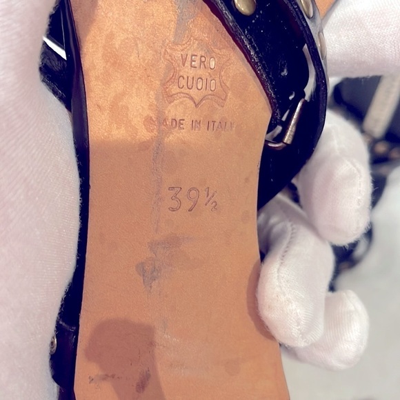 Manolo Blahnik 39.5 strappy studded laceup heels sandals stilettos slides - Picture 4 of 10